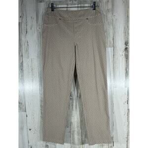 Joseph Ribkoff Ankle Ponte Knit Pants Size 8 (28x26) Tan Khaki Geometric Print‎